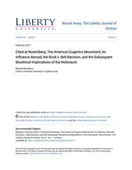 Cited at Nuremberg: the American Eugenics Movement, Its Influence Abroad, the Buck V