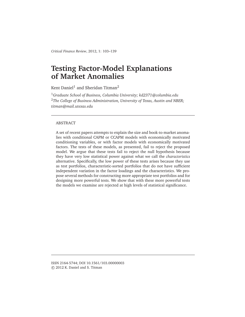 Testing Factor-Model Explanations of Market Anomalies