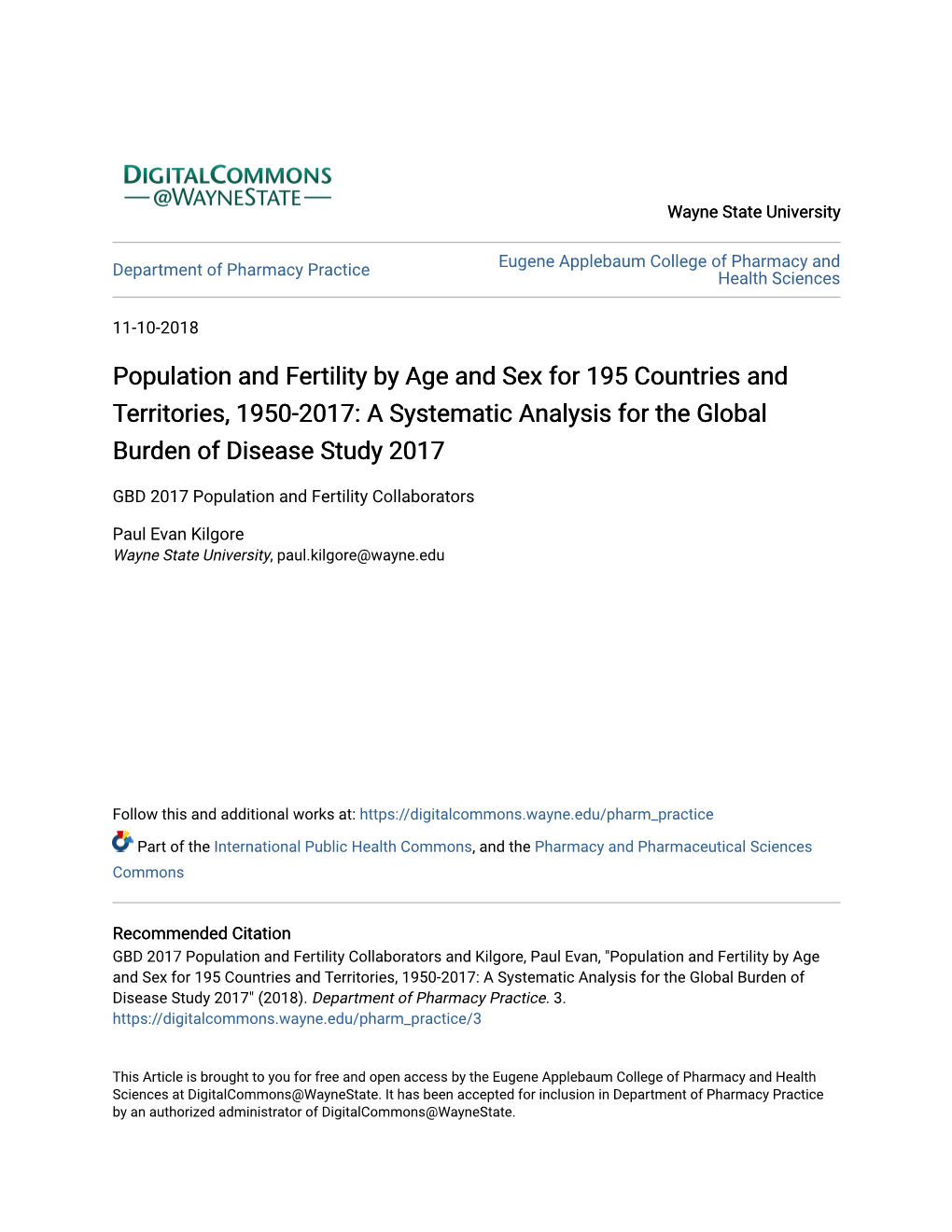 Population And Fertility By Age And Sex For 195 Countries And