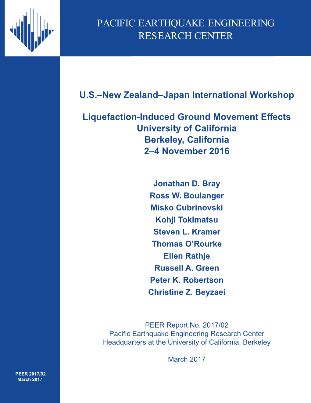 U.S.—New Zealand— Japan International Workshop, Liquefaction-Induced Ground