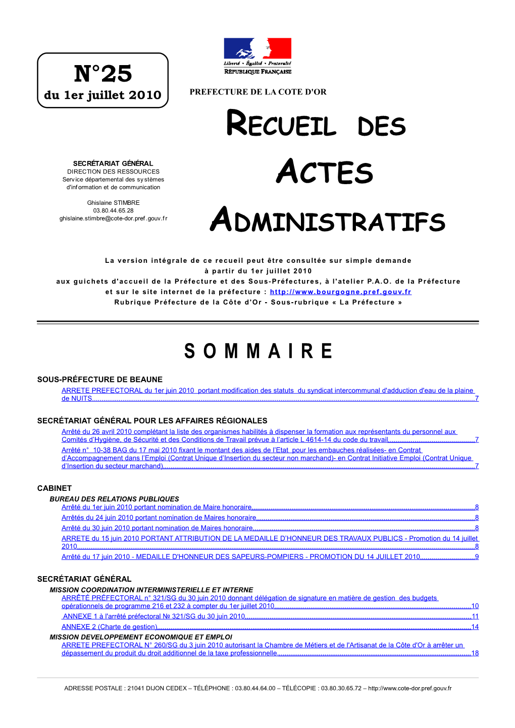 N°25 Recueil Des Administratifs