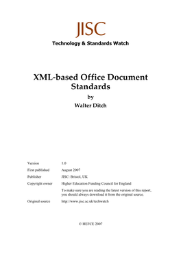 XML-Based Office Document Standards by Walter Ditch