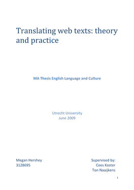 Translating Web Texts: Theory and Practice