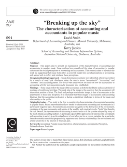 “Breaking up the Sky”
