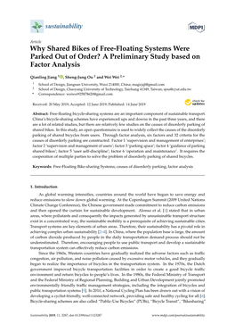 Why Shared Bikes of Free-Floating Systems Were Parked out of Order? a Preliminary Study Based on Factor Analysis