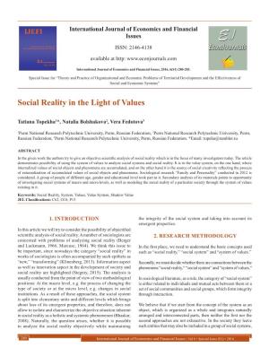 Social Reality in the Light of Values