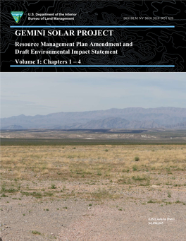 GEMINI SOLAR PROJECT Resource Management Plan Amendment and Draft Environmental Impact Statement Volume 1: Chapters 1 – 4