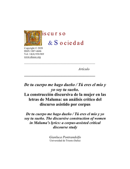 De Tu Cuerpo Me Hago Dueño/Tú Eres El Mío Y Yo Soy Tu Sueño. La