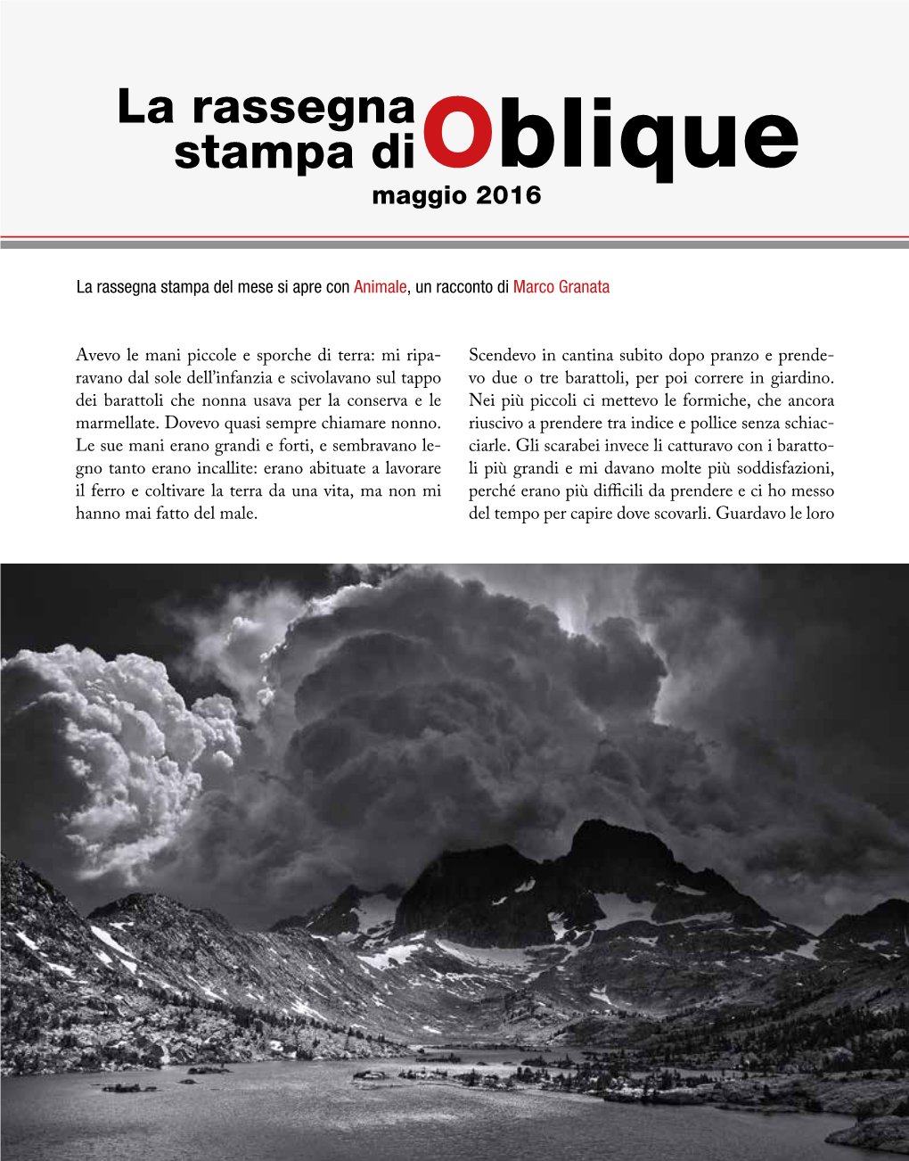 La Rassegna Stampa Di Oblique | Maggio 2016