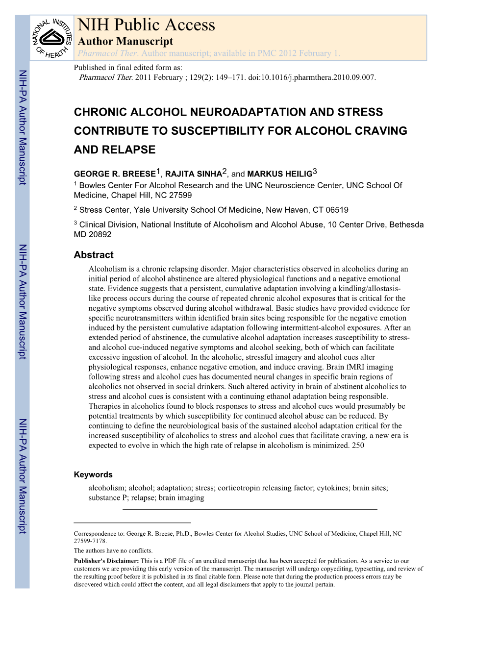 NIH Public Access Author Manuscript Pharmacol Ther