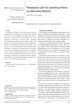 Perspective with Six Vanishing Points - Civil Engineering an Alternative Method