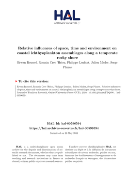 Relative Influences of Space, Time and Environment on Coastal