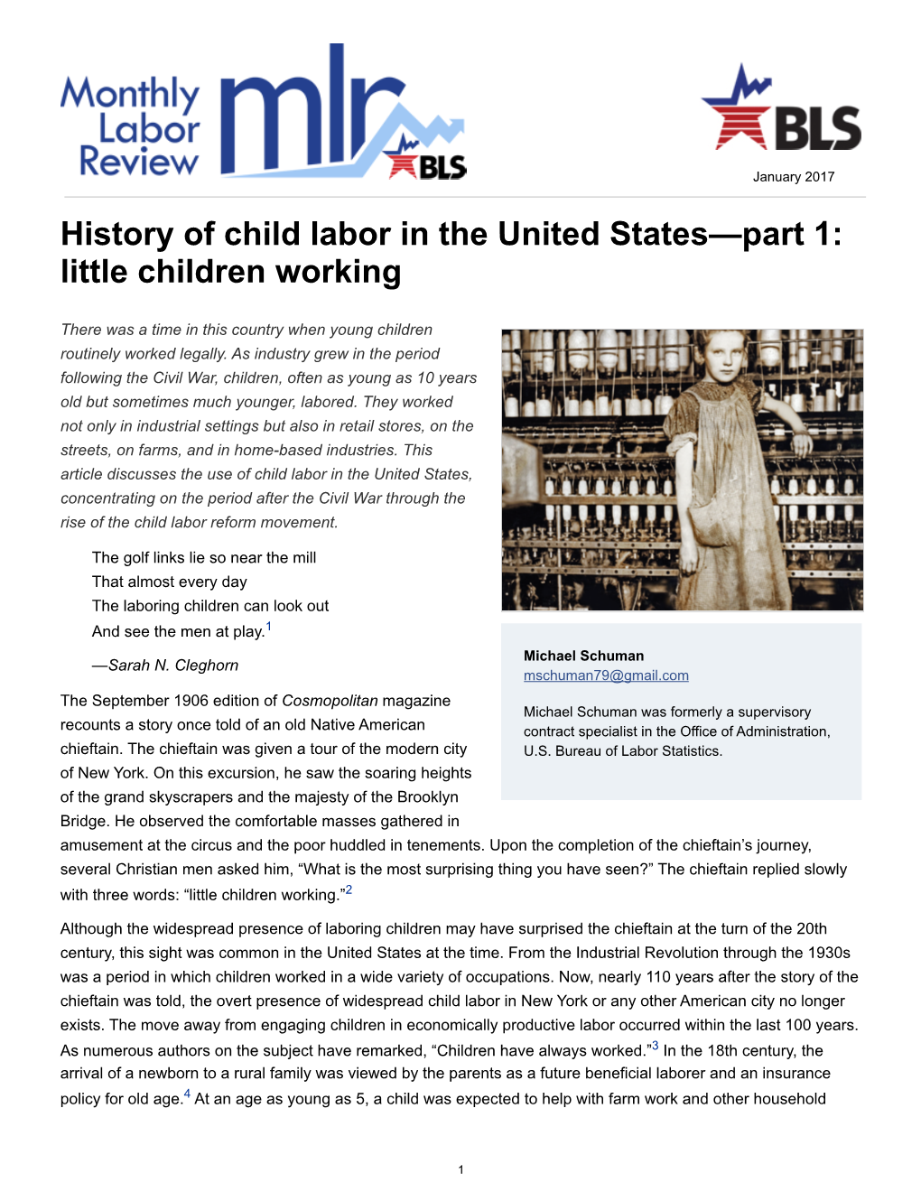 History of Child Labor in the United States—Part 1: Little Children Working