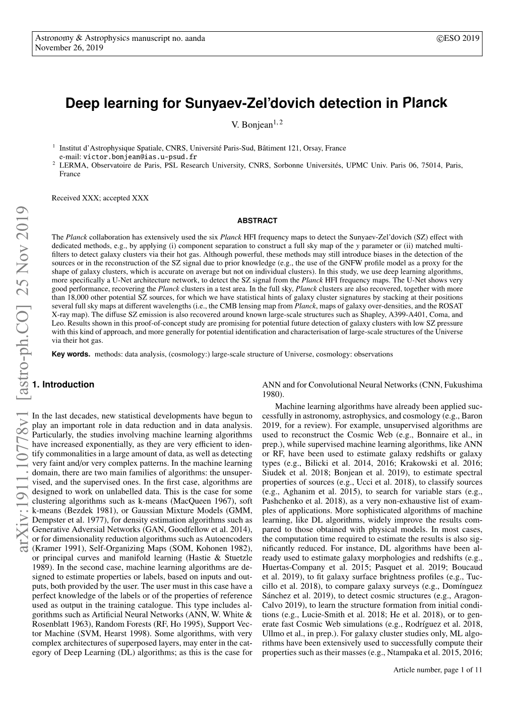 Deep Learning for Sunyaev-Zel'dovich Detection in Planck