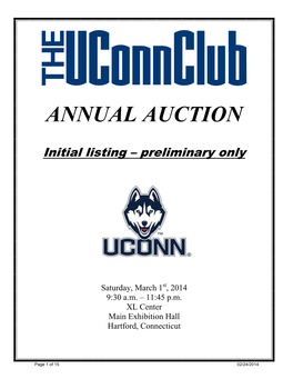 The Uconn Club Annual Auction Catalog Categories