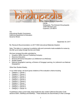 1 FROM: Hindupedia, the Hinduism Encyclopedia 10367 Menhart Lane