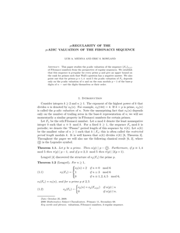 P-REGULARITY of the P-ADIC VALUATION of the FIBONACCI SEQUENCE