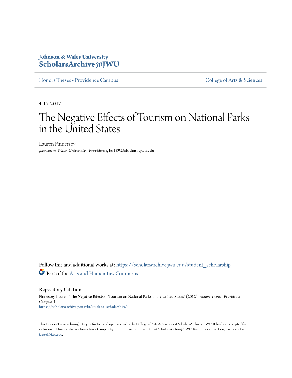 The Negative Effects of Tourism on National Parks in the United States