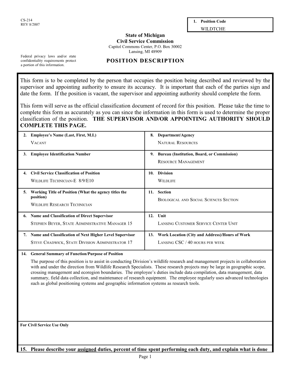 CS-214 Position Description Form s15