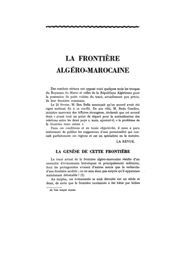 La Frontière Algëro-Marocaine