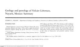 Geology and Petrology of Volcán Ceboruco, Nayarit, Mexico: Summary