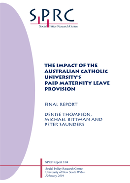 The Impact of the Australian Catholic University's Paid Maternity Leave Provision