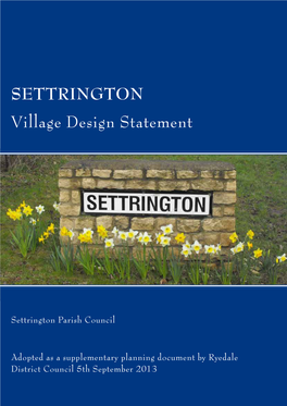 SETTRINGTON Village Design Statement