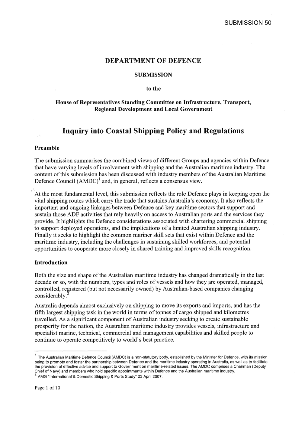 Inquiry Into Coastal Shipping Policy and Regulations