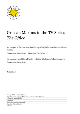 Gricean Maxims in the TV Series the Office