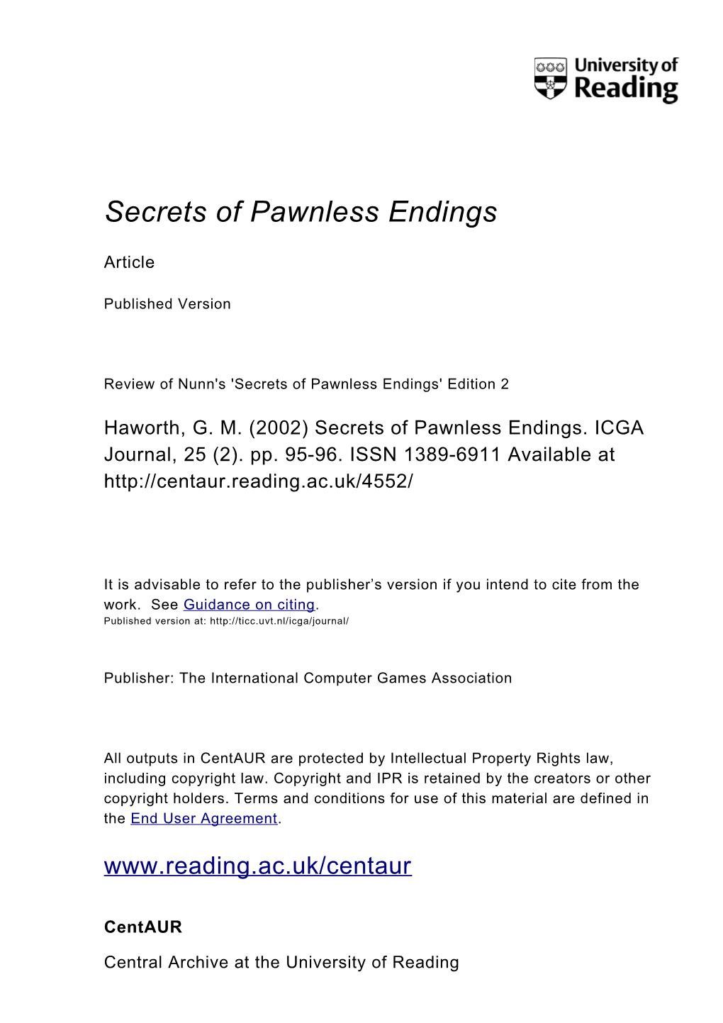 Secrets of Pawnless Endings