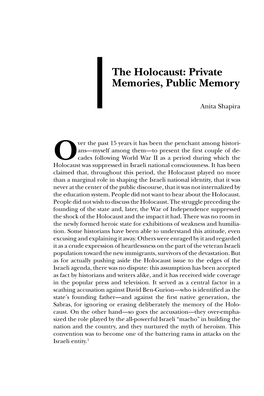 "The Holocaust: Private Memories, Public Memory," by Anita Shapira