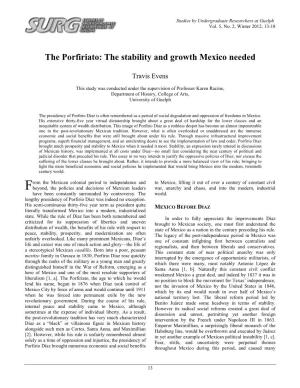 The Porfiriato: the Stability and Growth Mexico Needed
