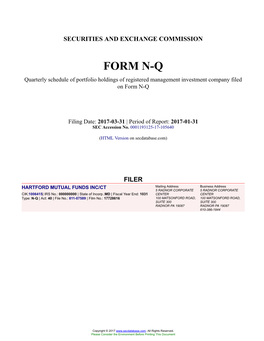 HARTFORD MUTUAL FUNDS INC/CT Form N-Q Filed 2017-03-31