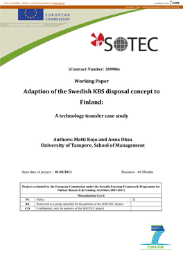 Adaption of the Swedish KBS Disposal Concept to Finland