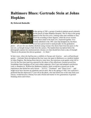 Baltimore Blues: Gertrude Stein at Johns Hopkins