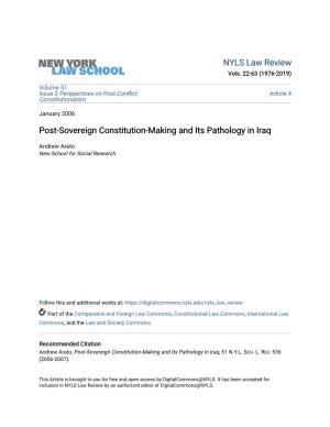 Post-Sovereign Constitution-Making and Its Pathology in Iraq