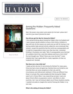 Among the Hidden: Frequently Asked Questions
