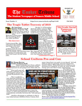 The Tusker Tribune the Student Newspaper of Somers Middle School