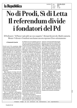No Di Prodi, Sì Di Letta Il Referendum Divide I Fondatori Del Pd