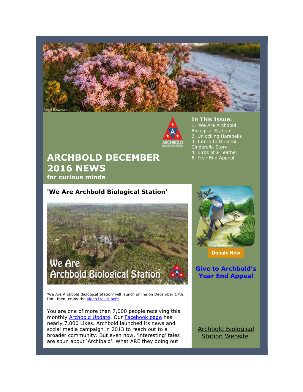 Archbold December 2016 News