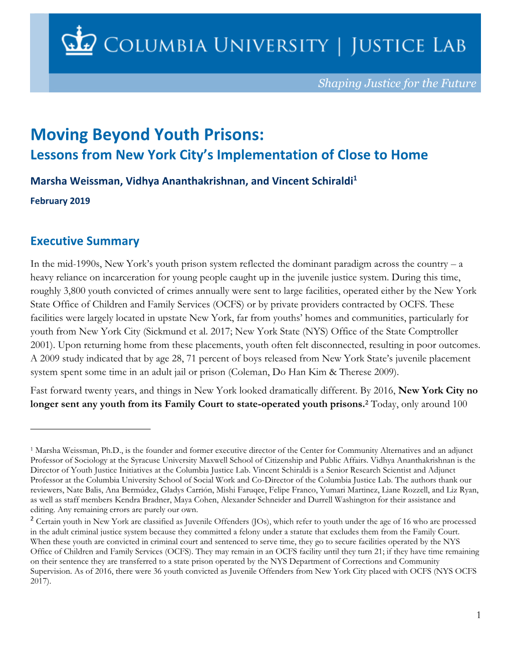 Moving Beyond Youth Prisons: Lessons from New York City’S Implementation of Close to Home