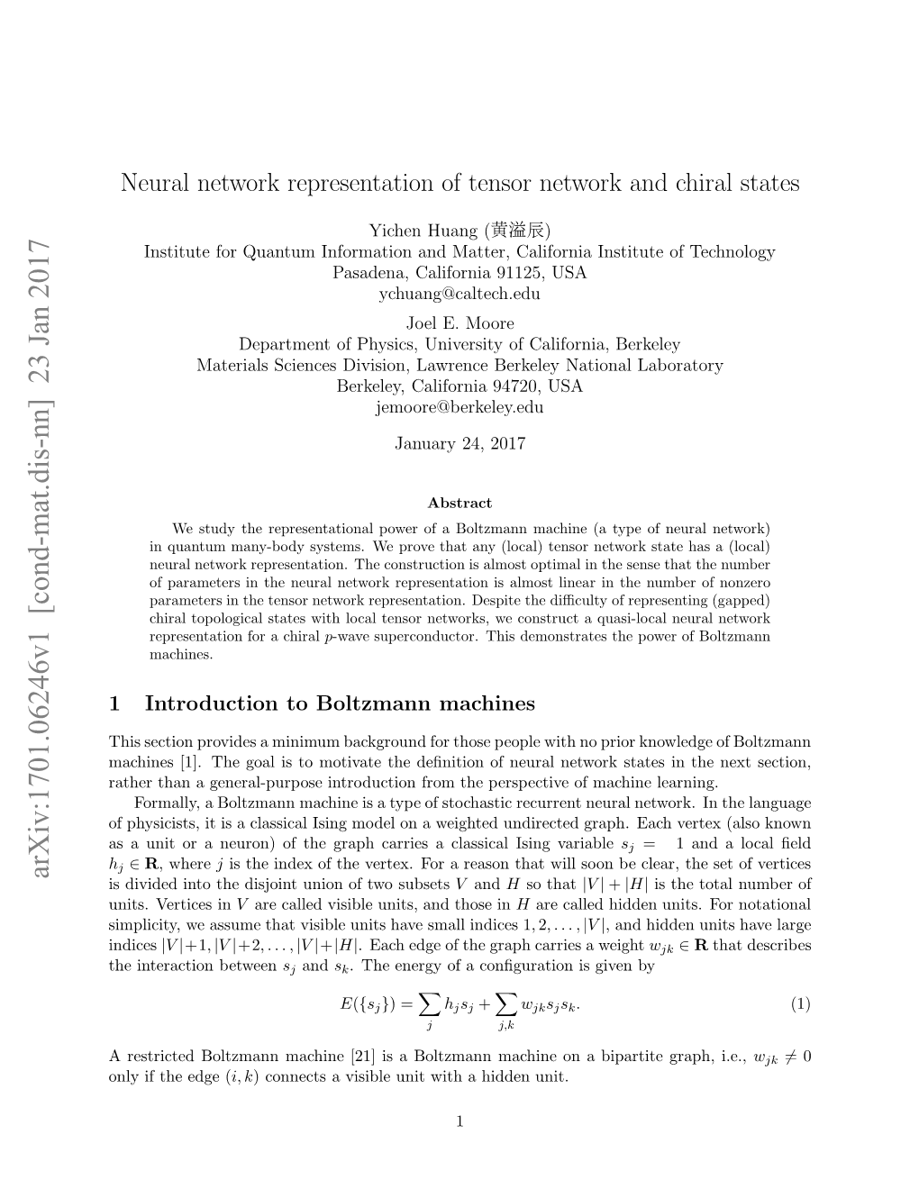 Neural Network Representation of Tensor Network and Chiral States