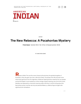 A Pocahontas Mystery | NMAI Magazine