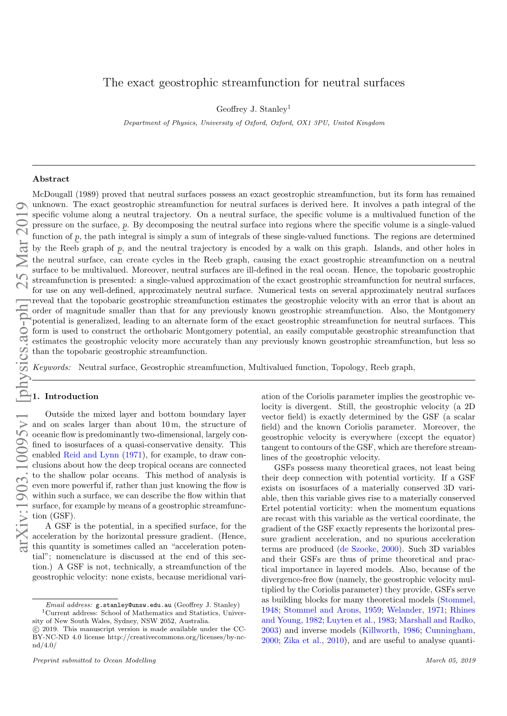 Arxiv:1903.10095V1 [Physics.Ao-Ph] 25 Mar 2019 Terms Are Produced (De Szoeke, 2000)