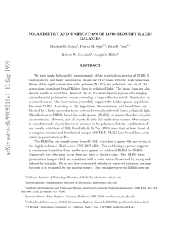 Polarimetry and Unification of Low-Redshift Radio Galaxies