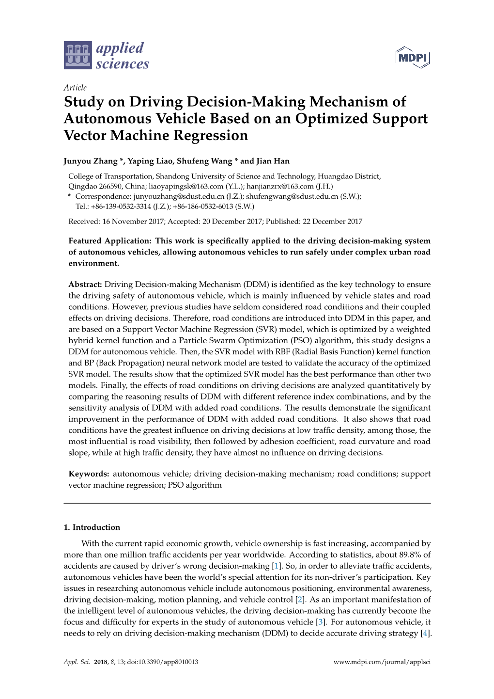 Study On Driving Decision-Making Mechanism Of Autonomous Vehicle Based ...