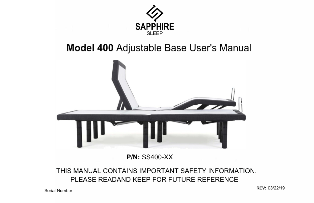 Model 400 Adjustable Base User's Manual
