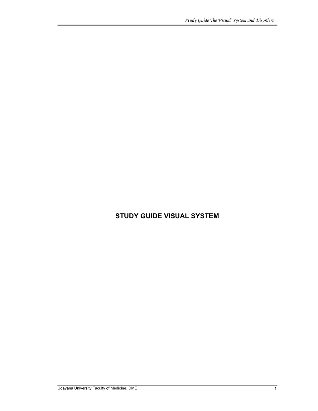 Study Guide Visual System