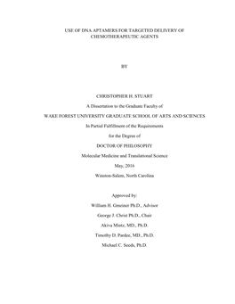 Use of Dna Aptamers for Targeted Delivery of Chemotherapeutic Agents