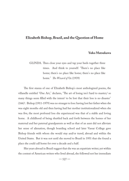 Elizabeth Bishop, Brazil, and the Question of Home